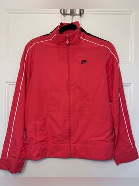 Y2K Nike Womens Track Jacket Medium Pink Coral Full Zip Athletic Lightweight